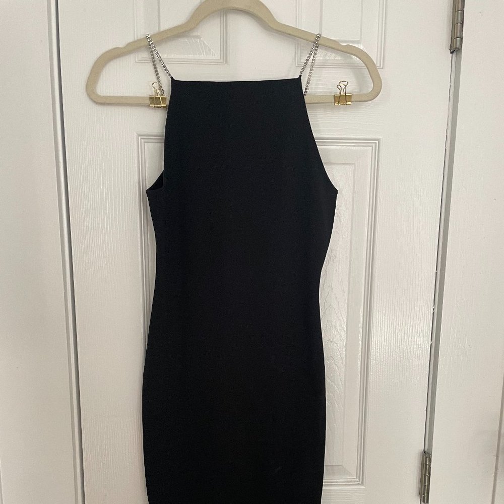 HM Black Mini Dress Rhinestone Straps Small